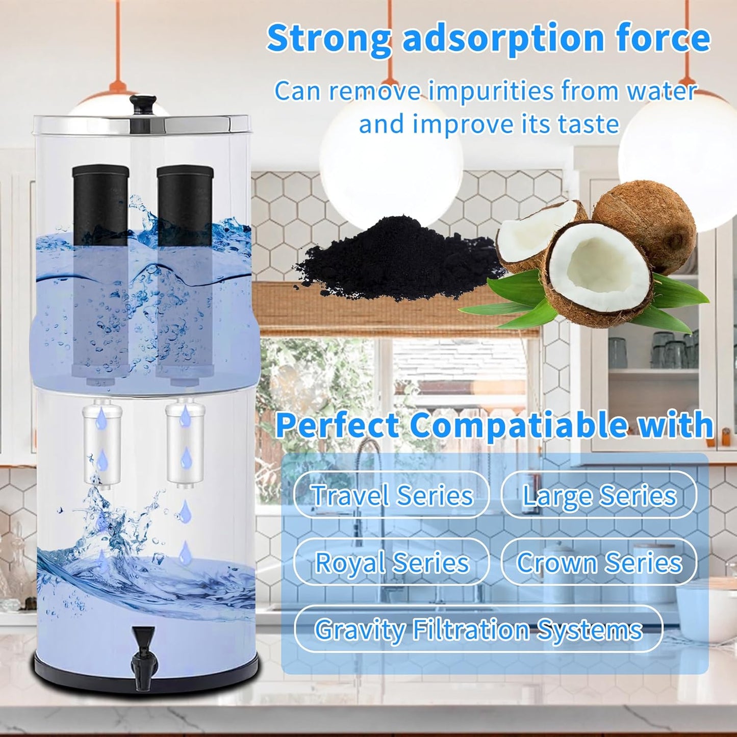 2 Pack Black Filters, Water Filter Replacement for Berkey BB9-2, Compatible with Berkey Gravity Water Filter Systems