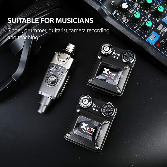 Xvive U4R2 Wireless in-Ear Monitor System Professional IEM System 1 Transmitter - Image 5