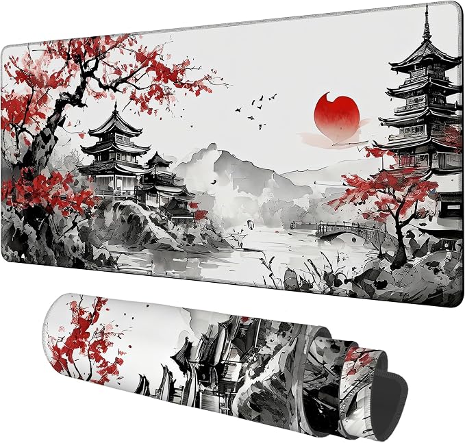 Oriental Painting Gaming Mouse Pad 3mm Thick Stitched Edge Waterproof Non-Slip by Unknown