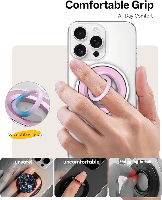 Magnetic Phone Grip for MagSafe Ring Holder, Two-Sided Magnets Phone Ring Grip - Image 4
