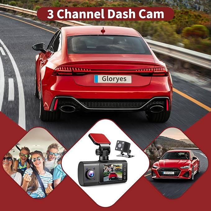 2025 Dash Cam, 3 Channel Dash Cam Front and Rear Inside, Interior Car Camera - Image 5
