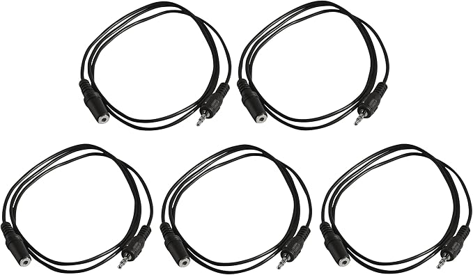 Five Pack of YCS Basics 3 Foot 3.5mm Headphone Extension Cables Male/Female by YCS+basics