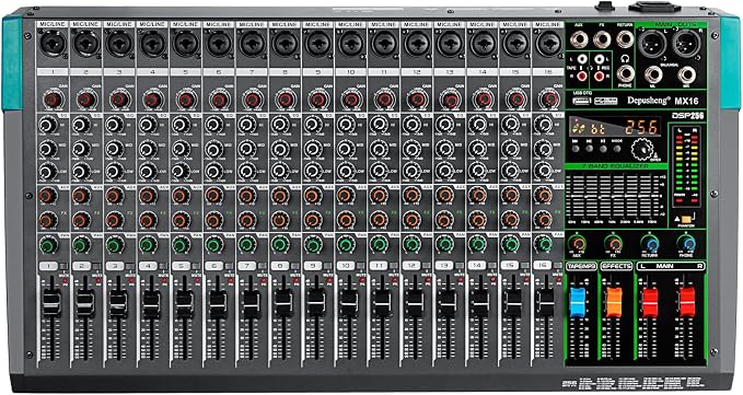 Depusheng MX16 16 Channel Sound Mixer Audio Mixing Console 48V 256DSP by Depusheng