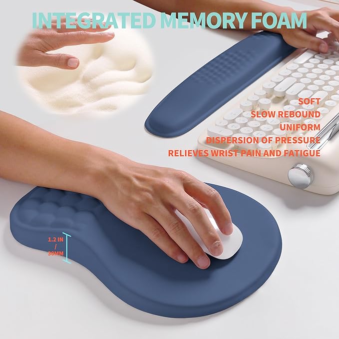 2-in-1 Ergonomic Set, Wave Rise Keyboard Wrist Rest and Massage Bulge Slope - Image 4