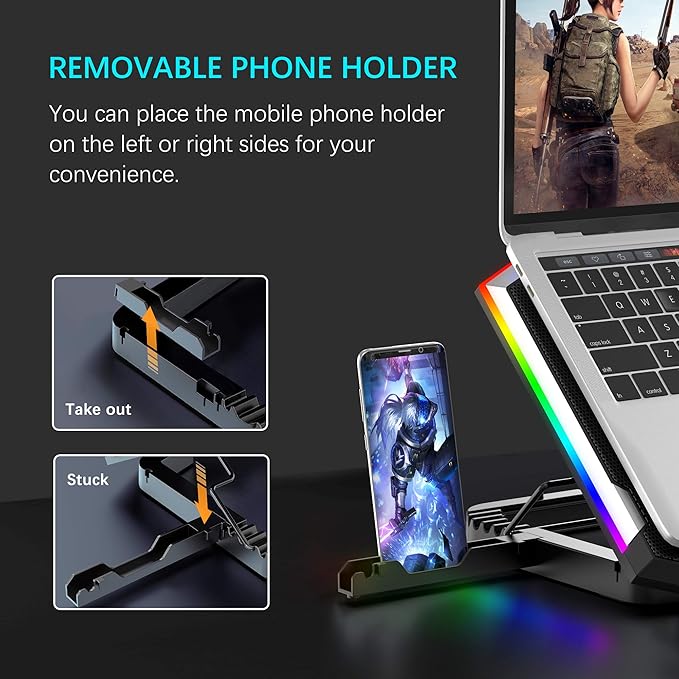 TopMate C11 Laptop Cooling Pad RGB Gaming Notebook Cooler, Laptop Fan Stand - Image 6