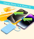 6000mah Ultra Slim Built in Cables Power Bank, Card Size Built in USB C Cords - Image 4