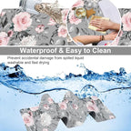 Pink Roses Desk Mat, Large Spring Blooming Flowers and Leaves Gaming Keyboard - Image 4