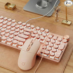 EWEADN Wired Typewriter Keyboard and Mouse Combo, Typewriter Style Mechanical by SEUNKWANG