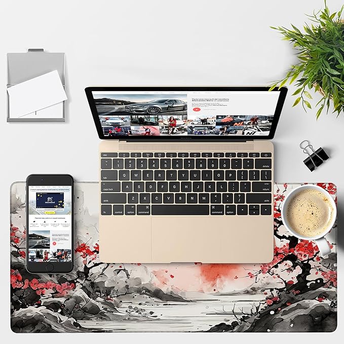 Large Mouse Pad Ink Painting Gaming Desk Pad Computer Keyboard Non-Slip - Image 4