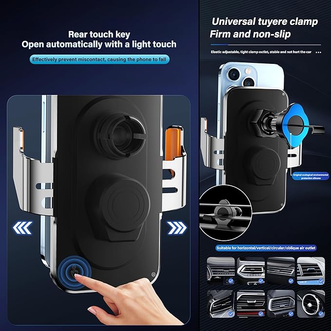 Wireless Car Charger Holder, 15W Fast Charging Car Phone Holder Charger - Image 8