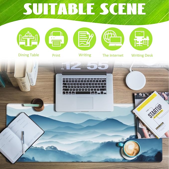 Large Gaming Mouse Pad for Desk, Mountain Desk Mat, Misty Forest Mountains Desk - Image 3