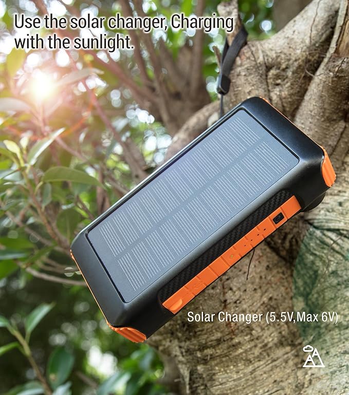 Solar Power Bank 20000mAh Built in Hand Crank and 4 Cables 22.5W Fast Charge - Image 8