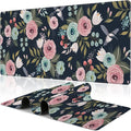 Colorful Flowers and Birds Desk Mat, Large Spring Floral Bird Gaming Keyboard by NIYLYNSYN