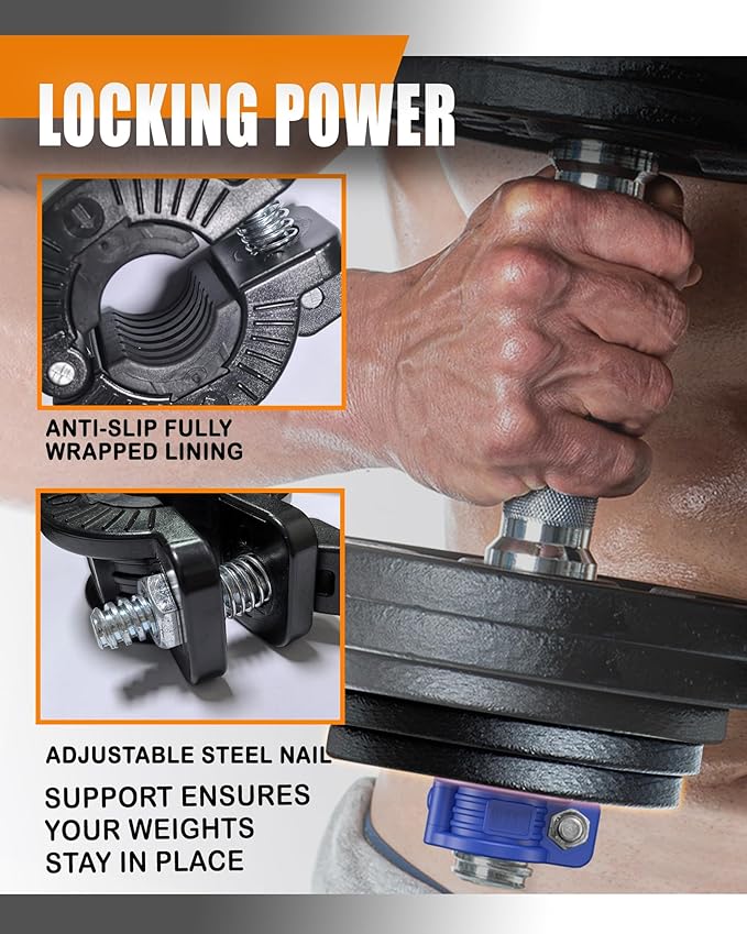 MAXRICH T Barbell Clamp 1 inch Multiple Sizes & Adjustable Weight Clips - Image 3