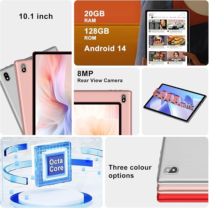 Android 14 Tablet 10 Inch Tablets, 20GB+128GB/1TB Expandable, Tablets - Image 2
