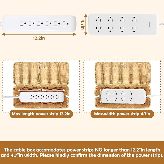 Cable Management Box, Handmade Imitation Rattan Cord Cable Organizer, Cable - Image 5
