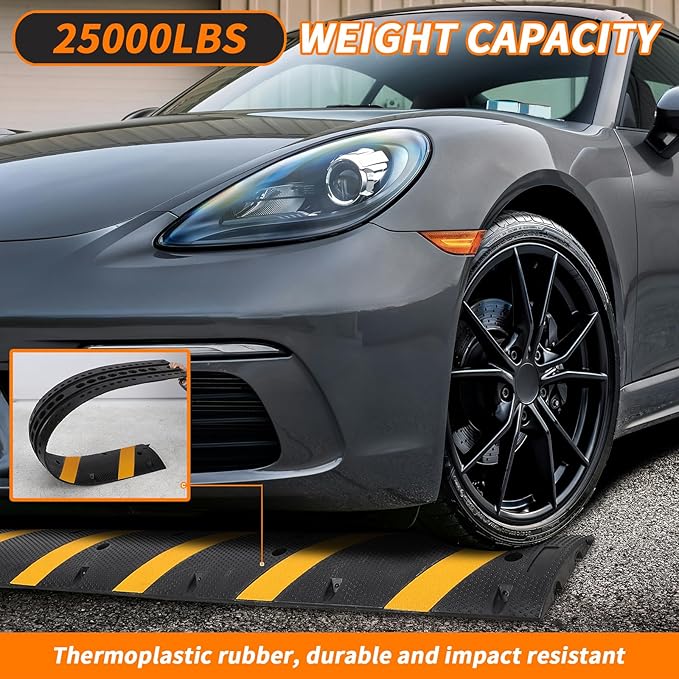 Heavy Duty Speed Bumps for Driveway, 2 Pack 6Ft Rubber Speed Bumps, 2 Channel - Image 4