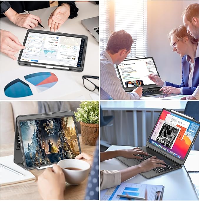GGH Touch for iPad Keyboard Case Air 13 &12.9 iPad Pro, 360° Rotatable - Image 7