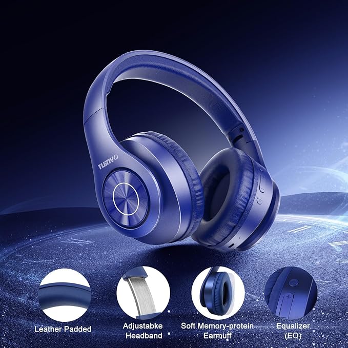 TUINYO Bluetooth Headphones Wireless, Over Ear Stereo Wireless Headset 40H - Image 5