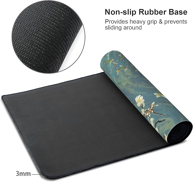 Almond Blossoms Large Mouse Pad, Gaming Keyboard Desk Pad, Extended Mouse Mat - Image 4