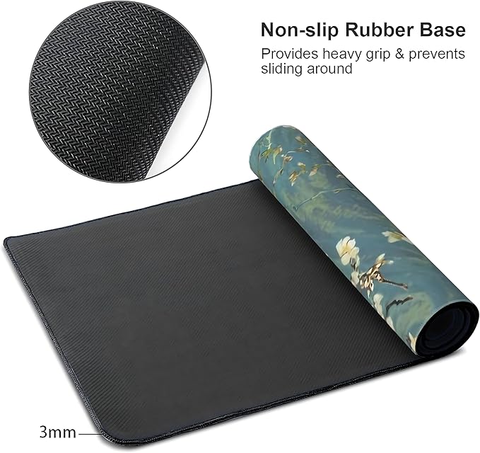 Almond Blossoms Large Mouse Pad, Gaming Keyboard Desk Pad, Extended Mouse Mat - Image 4