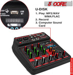 5 Core Audio Mixer 4 Channel DJ Mixing Board Small Bluetooth USB Analog - Image 4