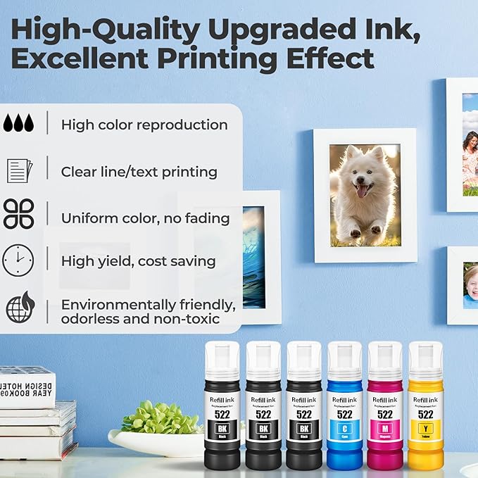 522 Ink Refill Bottles ET-2800 ET-4800 ET-2400 ET-2803 Replacement - Image 4