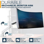 Premium Height Adjustable Single Monitor Arm Stand: Desk/Grommet Mount - Image 4