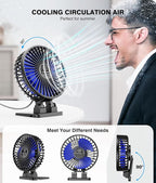 JZCreater USB Desk Fan, Mini Portable Fans, 3 Speeds Desktop Table Cooling Fan - Image 4
