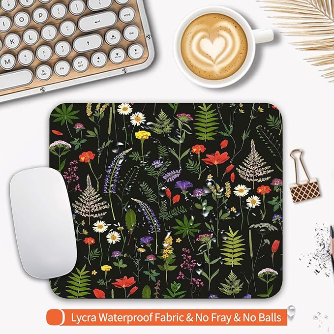 Square Mouse Pad Flowers, Personalized Premium-Textured Custom Mouse Mat Design - Image 3