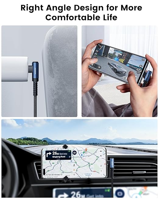 USB C Cable Right Angle, LG V30 - Image 4
