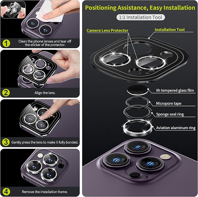 WSKEN for iPhone 14 Pro/iPhone 14 Pro Max Camera Lens Protector, HD Tempered - Image 2