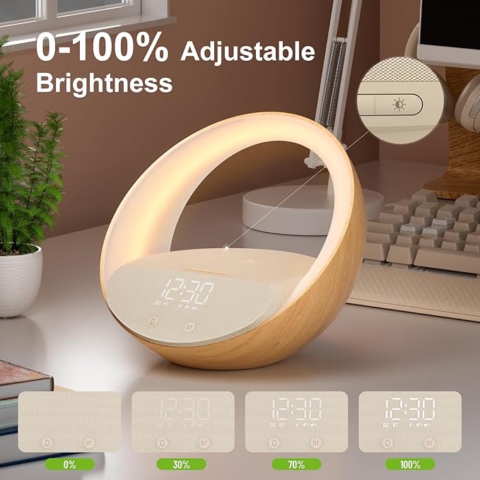 Bluetooth Alarm Clock, Sunrise Simulation Wake Up Night Light, 15W Fast - Image 4