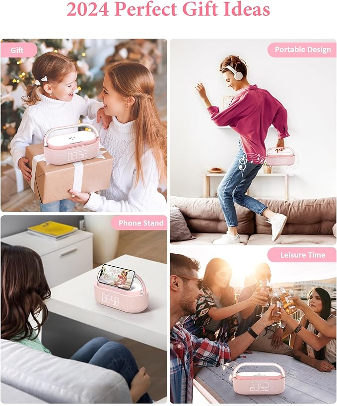 COLSUR Bluetooth Speaker with Wireless Charger, FM Radio, Dimmable LED Night - Image 8