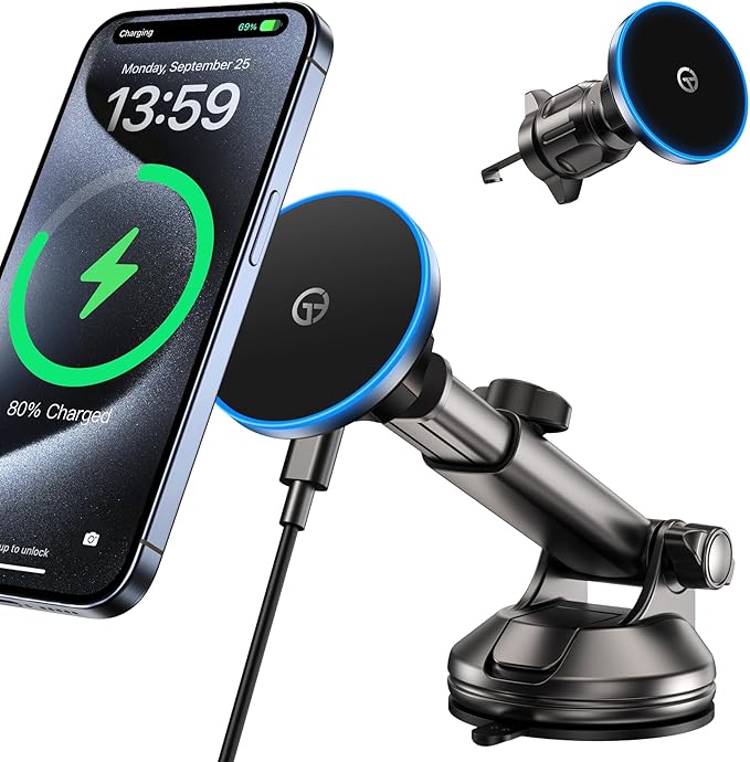 for MagSafe Car Mount Charger Dash/Windshield/Vent Wireless Car Charger with by GuMosh