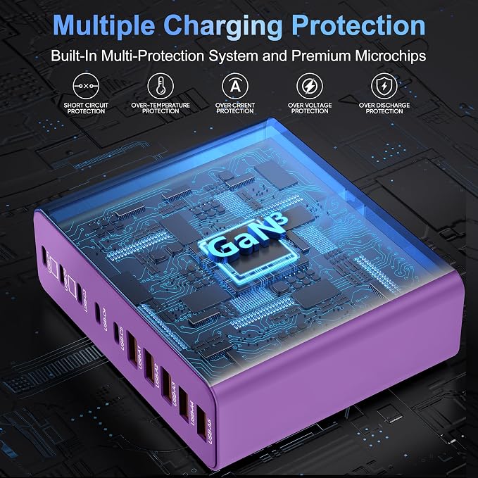 420W USB C Charger Block, 10-Port Charging Station GaN Fast Charging Type C & - Image 5