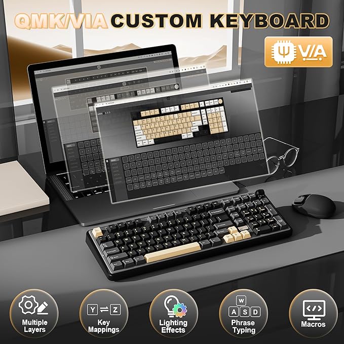 YUNZII B98 PRO QMK/VIA Wireless Mechanical Gaming Keyboard, 96% Layout - Image 4