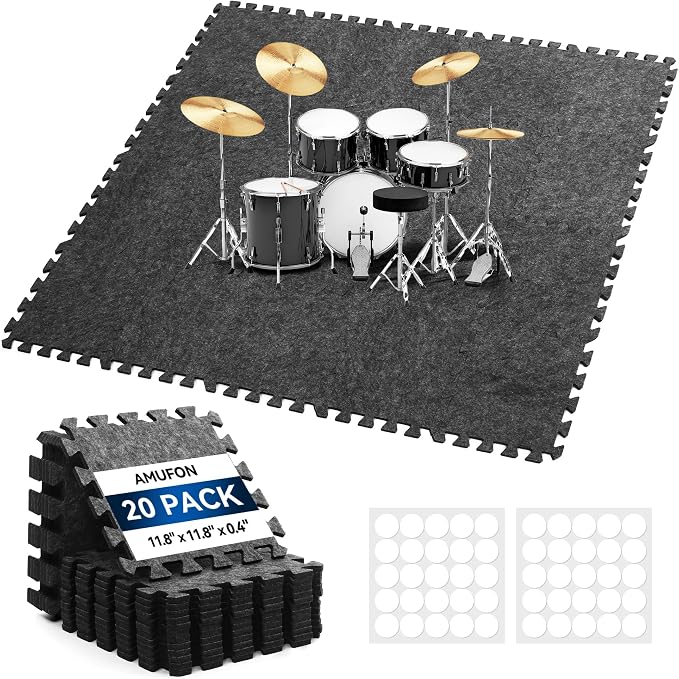 20 Pcs Sound Absorbing Interlocking Floor Mats Pads, Non-Slip Anti Vibration by AMUFON
