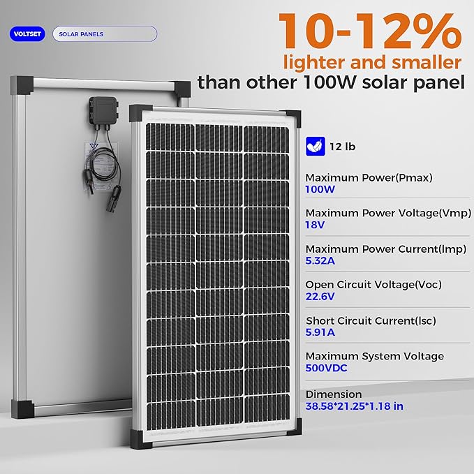Voltset 200W 12V Solar Panels, High Efficiency 9BB Cell Monocrystalline Solar - Image 7