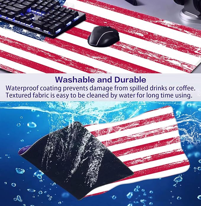 American Flag XXL Extended Mouse Pad, Patriot Large Laptop Pad, Waterproof - Image 6