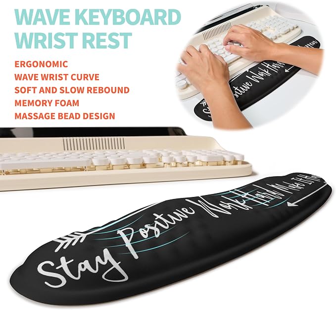 2-in-1 Ergonomic Set, Wave Rise Keyboard Wrist Rest and Massage Bulge Slope - Image 2