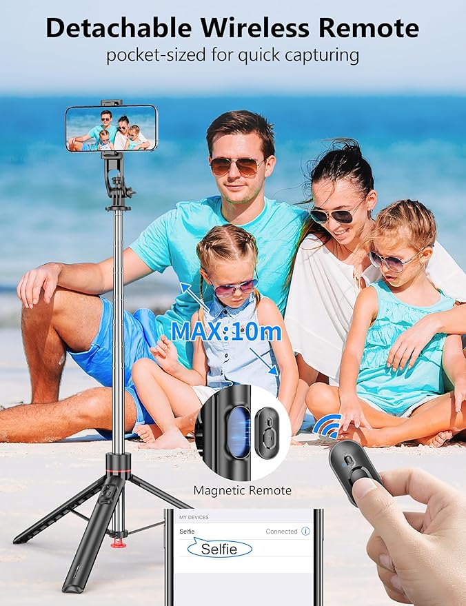 70'' Automatic Tripod, Extendable Selfie Stick Phone - Image 5