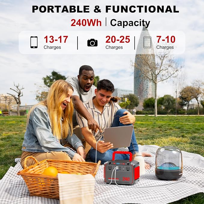 MARBERO Portable Power Station 240Wh 350W Peak Camping Portable Power Bank - Image 2