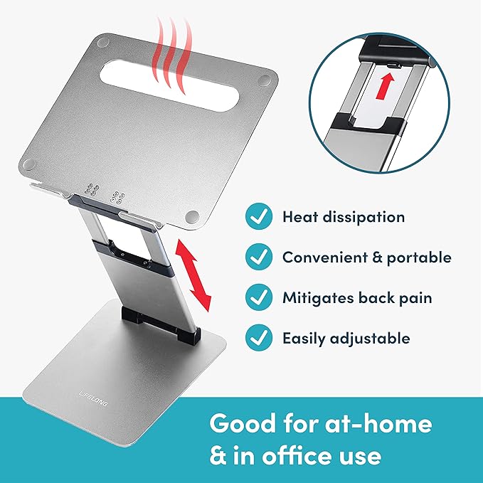 Lifelong Laptop Stand for Desk, Ergonomic Sit to Stand Premium Aluminum Laptop - Image 4