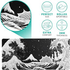 Black and White Japanese Wave Dragon Gaming Mouse Pad - Image 5