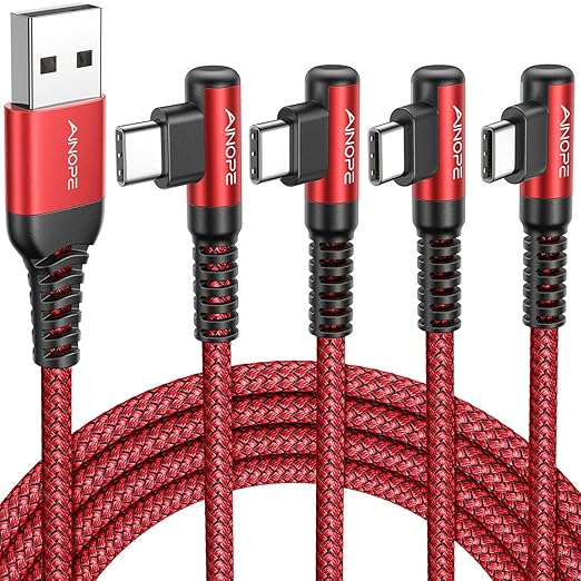 AINOPE USB C to USB Cable 3.1A USB Fast Charge Right Angle, Resistant Nylon by AINOPE10yearsforphoneaccessories