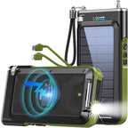 GOODaaa Solar Power Bank, 45800mAh Wireless Portable Charger Built-in Cables by GOODaaa