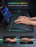 Wireless Keyboard and Mouse Backlits, Wrist Rest, LED Mouse, Rechargeable - Image 3