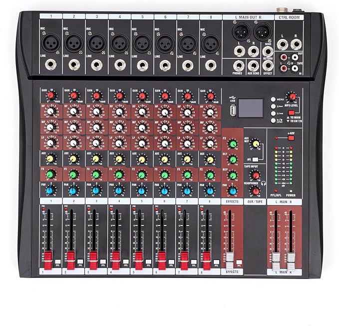 8 Channel Audio Mixer, Sound Mixer Console Mixing Board by DNYSYSJ