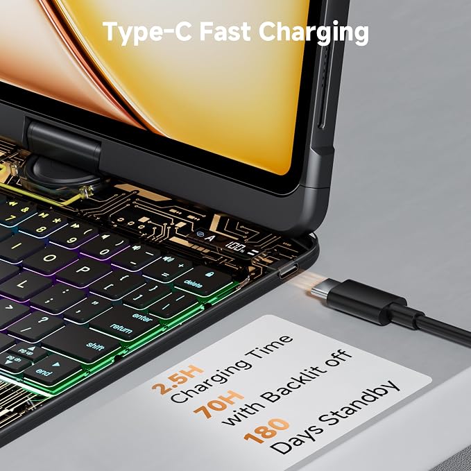 iPad Keyboard Case for iPad 10th Gen & 11th, Magic Wireless Keyboard - Image 6